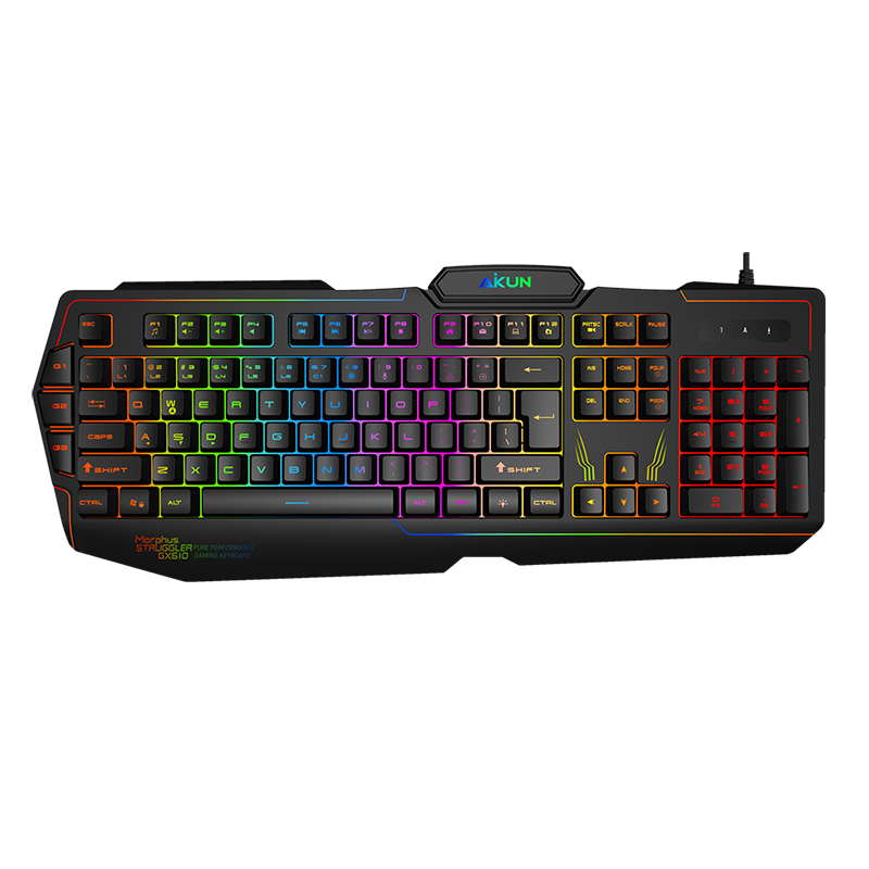 Aikun GX610 RGB Gaming Keyboard - USB Wired Multifunctional Waterproof Keyboard with Multimedia Keys for Laptops, FCC Customary