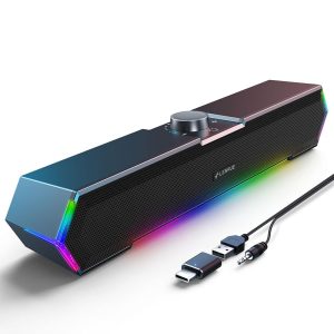 LENRUE G11 Desktop Laptop Audio system with Contact Lights, USB C/USB Powered for Laptops and Displays, Delivering Crystal Clear Sound