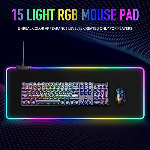 Prolonged RGB Gaming Mouse Pad - 15 Lighting Modes with Contact Management, Mushy Non-Slip Rubber Base for Players and Esports Professionals, 31.5 x 11.8 inches