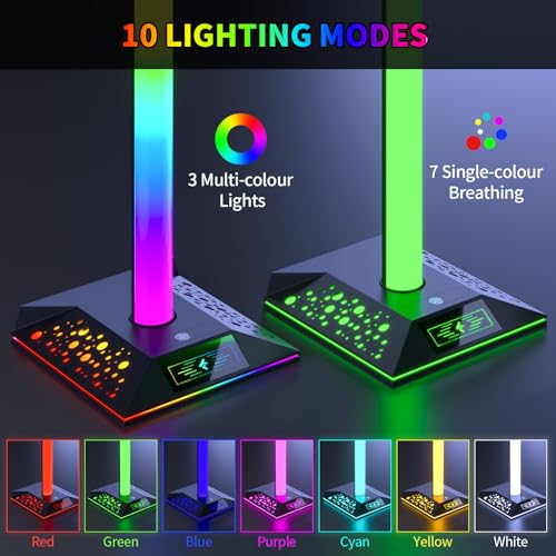 RGB Gaming Headphone Stand with USB Charger - Trendy LED Headset Holder for PC Equipment, Good Reward for Avid gamers, Boys, and Males